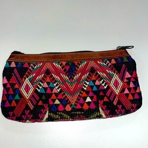 Nena & Co. smaller zip up cotton bag with leather trim